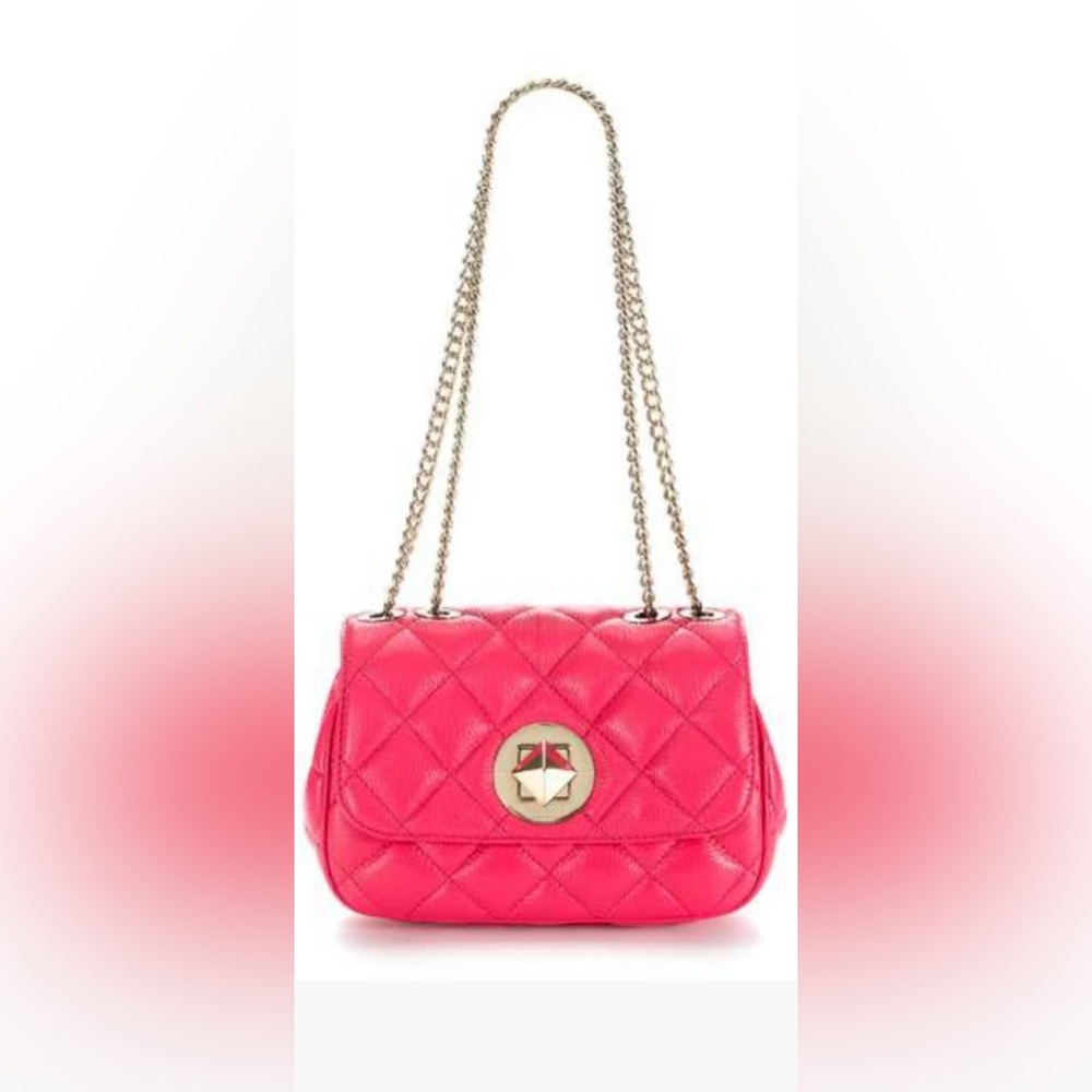 KATE SPADE Hot Pink Neon Quilted Leather Crossbody Shoulder Bag - LIKE NEW